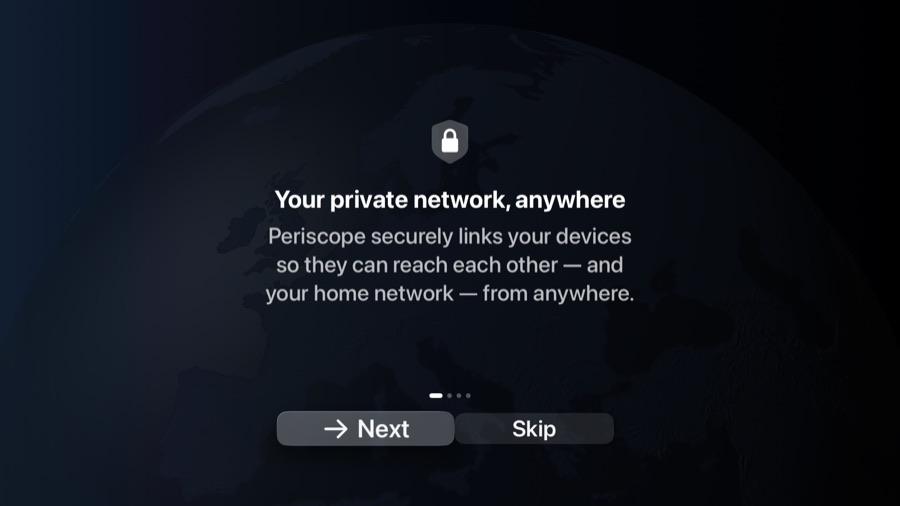 Periscope onboarding screen on Apple TV